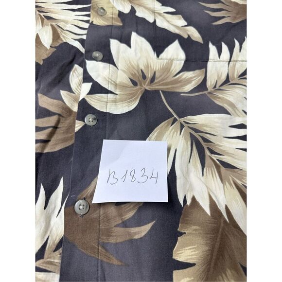 Pierre Cardin Hawaiian Shirt With Pocket Brown Size L Floral  See description - Picture 10 of 10